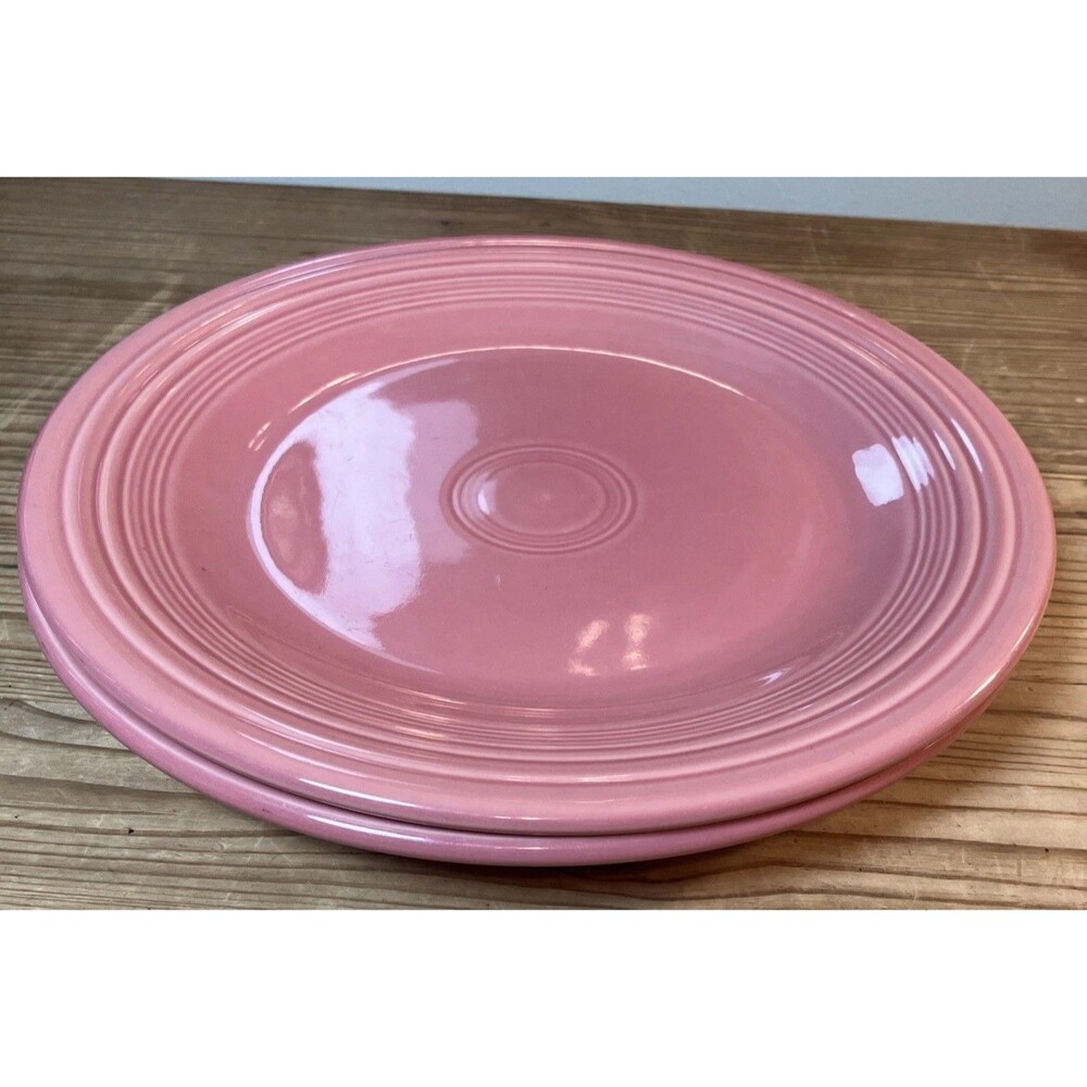 Set of 2 Homer Laughlin Fiesta Pink Fiestaware Classic Rim 10.5" Dinner Plates